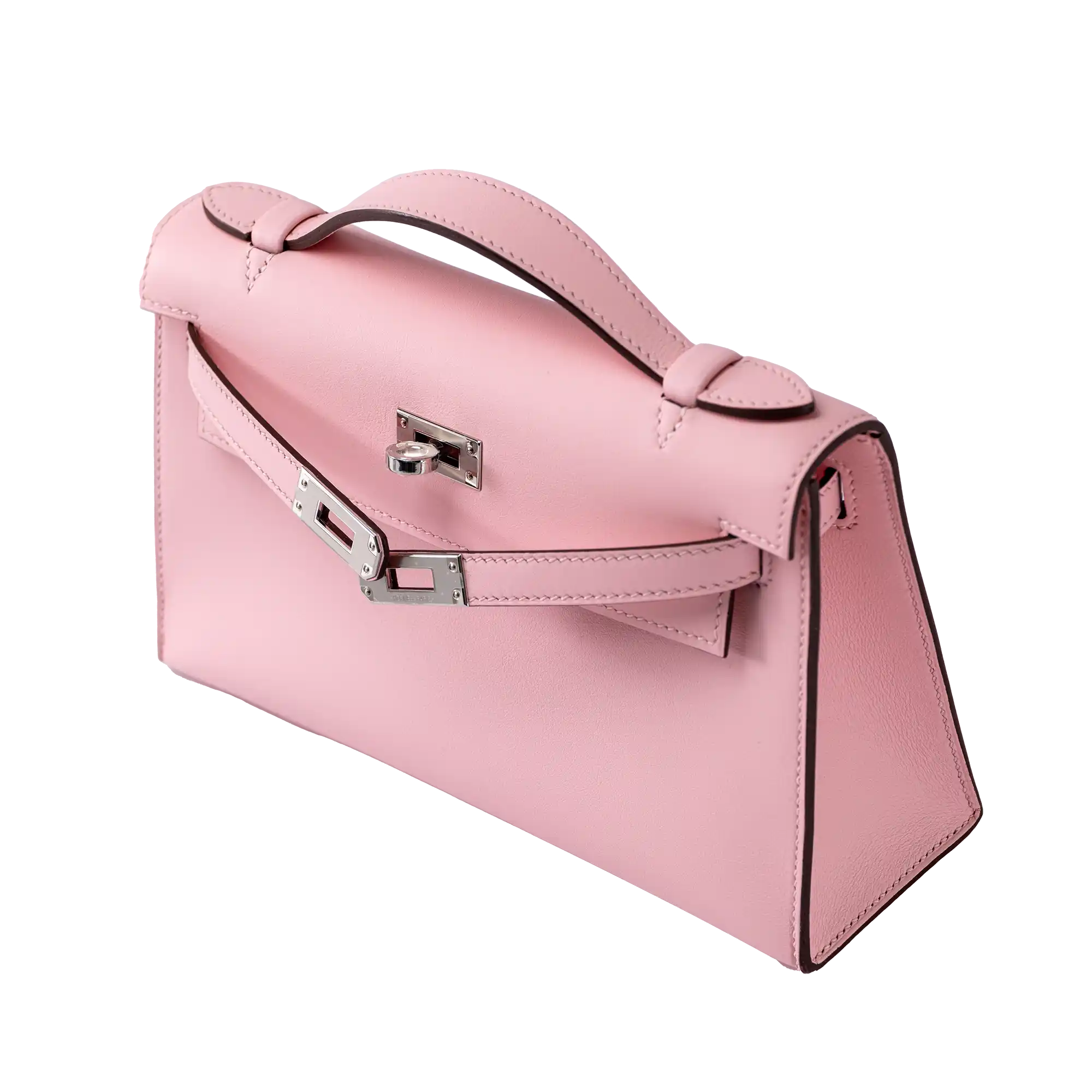 Hermes Kelly Pochette Rose Sakura Swift Palladium Hardware - Side 2