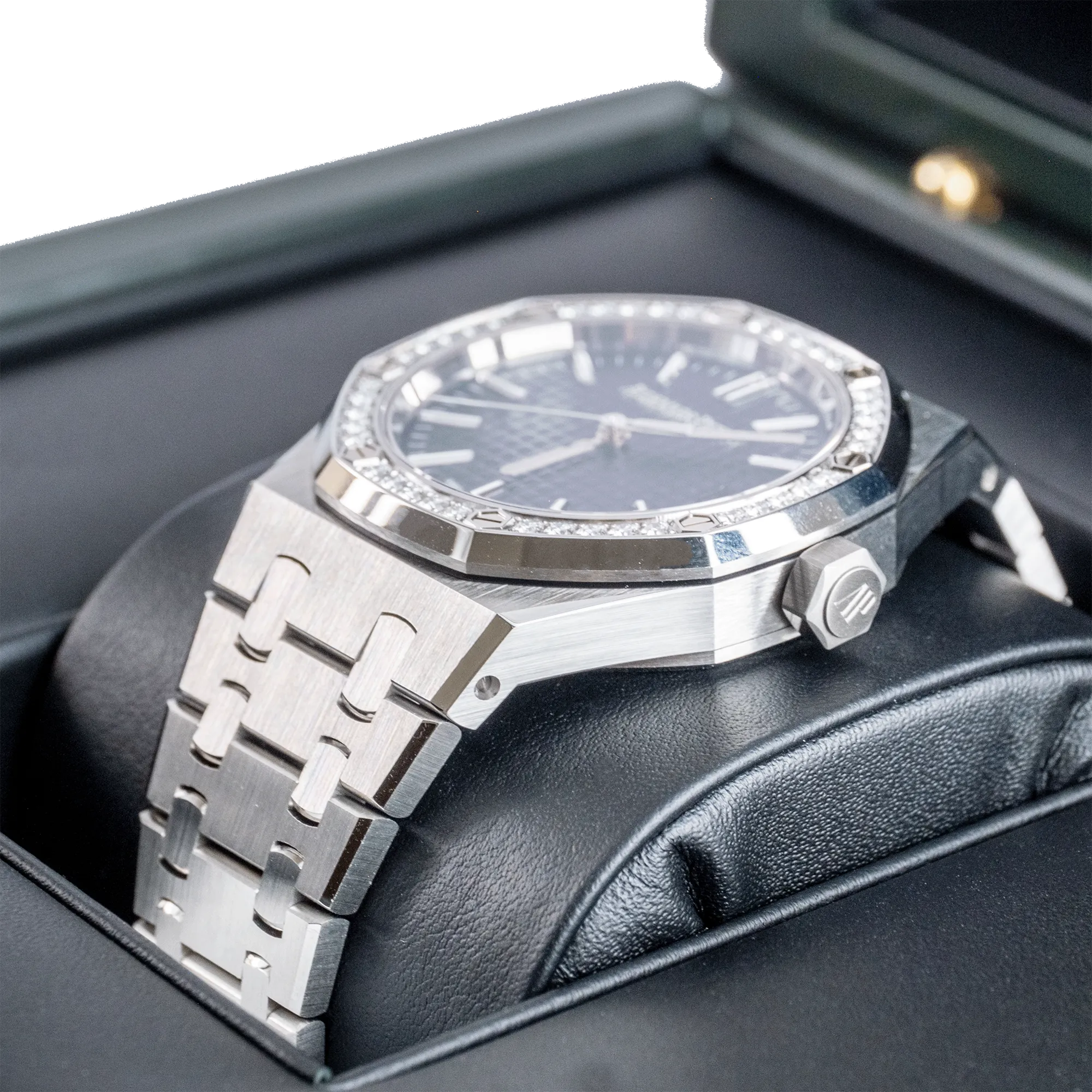 Audemars Piguet Royal Oak 15551ST Blue Dial Diamond Bezel 37mm Stainless Steel