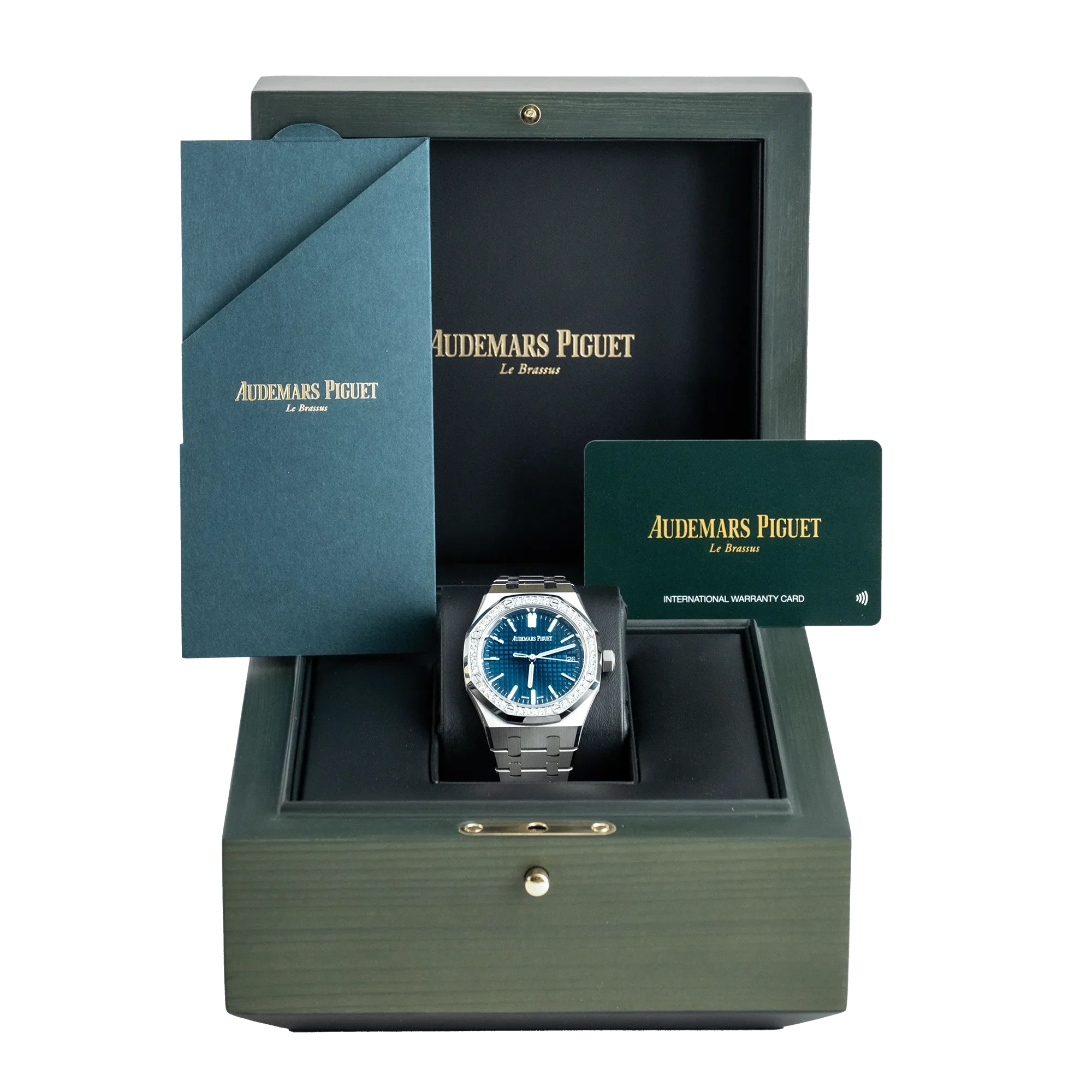Audemars Piguet Royal Oak 15551ST Blue Dial Diamond Bezel 37mm Stainless Steel