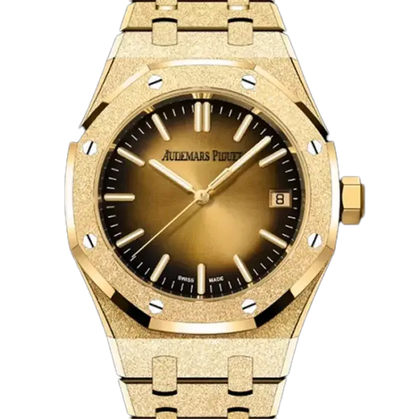 Audemars Piguet Royal Oak Frosted Gold Sunburst Dial 37 Yellow Gold 15550BA