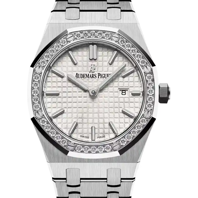 Audemars Piguet Royal Oak Quartz Silver Dial Diamond Bezel 67651ST.ZZ.1261ST.01 - Pre-owned